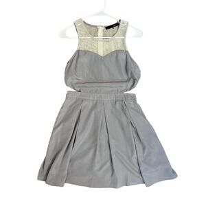Gray and White Cut-out Cocktail Length Dress- Size Small